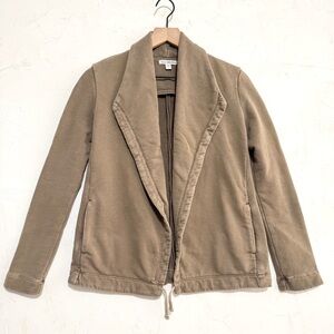 James Perse Taupe Washed Cotton Jacket Draped Open Front Minimal Blazer XS S